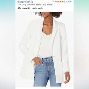 Amazon the Drop Blake Long Blazer - White/Ivory